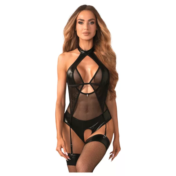 Obsessive Dominna - body - transparent, glansig effekt - svart