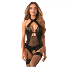   Obsessive Dominna - body - transparent, glansig effekt - svart - L/XL
