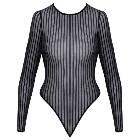 Cottelli - randig body med silvertråd (svart) - S-L