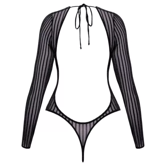 Cottelli - randig body med silvertråd (svart) - S-L
