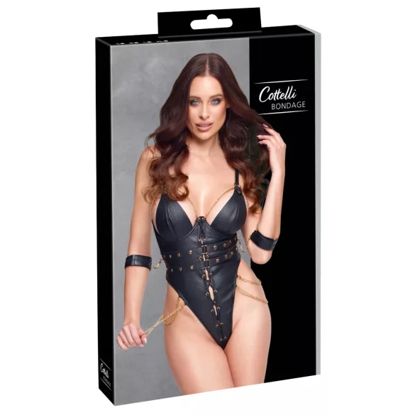 Cottelli - bondagebody med kedjor (svart) - M