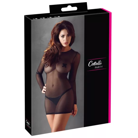 Cottelli - transparent klänning - svart - XL