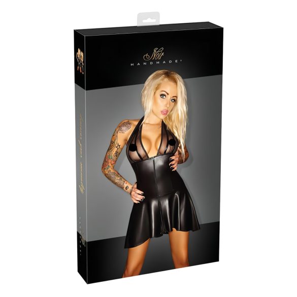 Noir - Lager-påklädning med transparent bröststycke och halsband (svart)