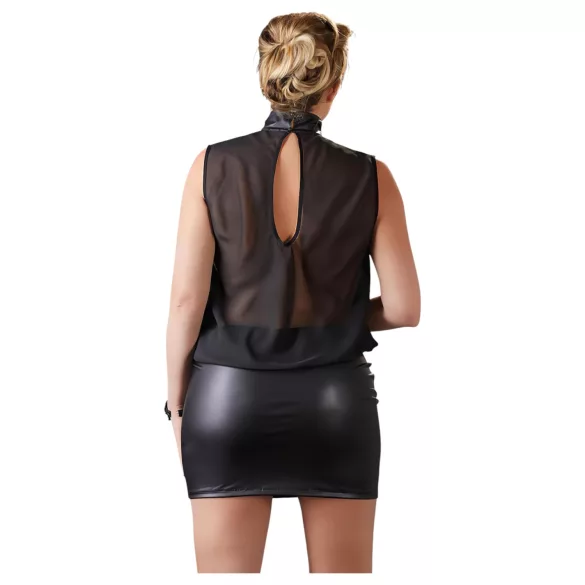 Cottelli Plus Size - kort klänning - glänsande chiffong - svart