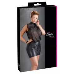   Cottelli Plus Size - kort klänning - glänsande chiffong - svart - 4XL