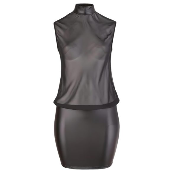 Cottelli Plus Size - kort klänning - glänsande chiffong - svart - 4XL