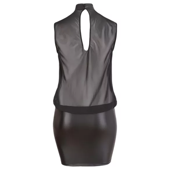 Cottelli Plus Size - kort klänning - glänsande chiffong - svart - 4XL