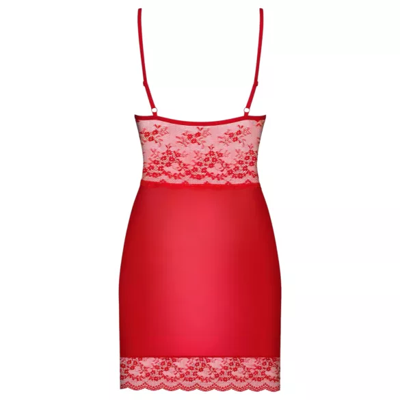 Obsessive - babydoll med spets och trosa - röd - 2XL