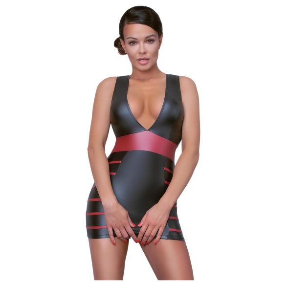 Cottelli Party - randig, figursydd klänning (svart-röd) - XL