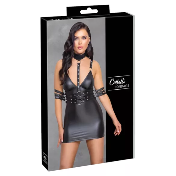 Cottelli Bondage - miniklänning halterneck glänsande svart - M