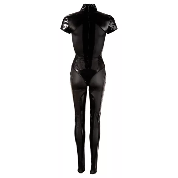 Cottelli - kortärmad glansig catsuit - svart - L