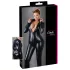 Cottelli Plus Size - catsuit med långa ärmar - glansig svart - 2XL