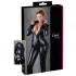 Cottelli Plus Size - catsuit med långa ärmar - glansig svart - 4XL