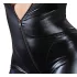 Cottelli Plus Size - catsuit med långa ärmar - glansig svart - 4XL
