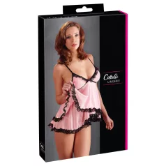 Cottelli - babydoll - spetsvolang - svart - XXL