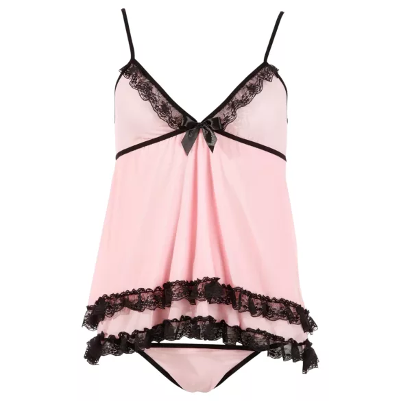 Cottelli - babydoll - spetsvolang - svart - XXL