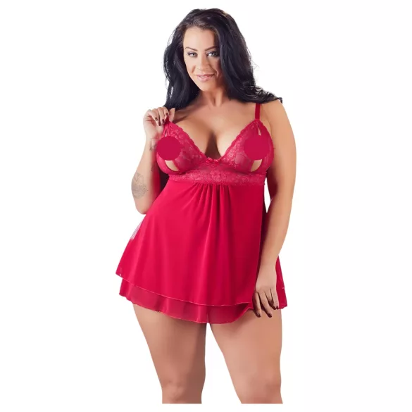 Cottelli Plus Size - babydoll spets röd - plus size undertøy - XL