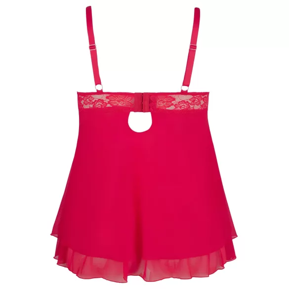 Cottelli Plus Size - babydoll spets röd - plus size undertøy - 3XL