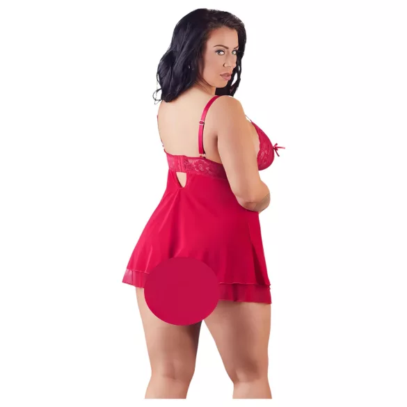 Cottelli Plus Size - babydoll spets röd - plus size undertøy - 4XL