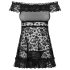 Obsessive Flores - Volangprydd Babydoll och Trosa (Svart) - L/XL