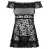 Obsessive - babydoll med volang och stringtrosa - svart - L/XL