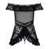Obsessive Flores - Volangprydd Babydoll och Trosa (Svart) - L/XL