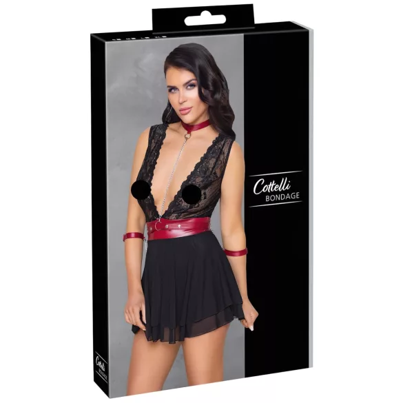 Cottelli Bondage - Halterneck spets babydoll (svart) - M