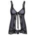 Kyssbar - öppen babydoll (svart) - L/XL