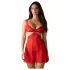 Obsessive Cupide Desir - nattlinne set med spets - röd - transparent - L/XL