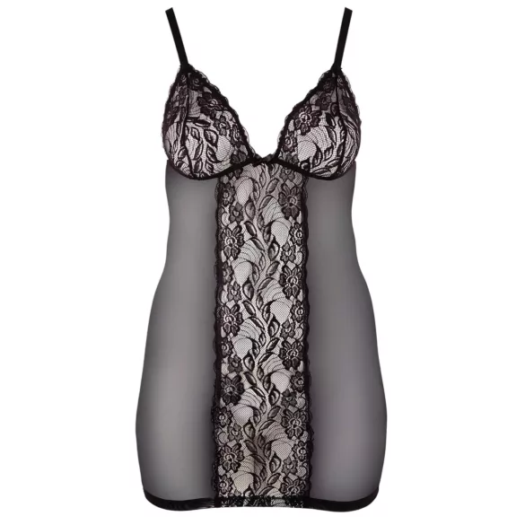 Cottelli Plus Size - transparent spetsnattlinne - svart - 2XL