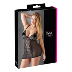   Cottelli Plus Size - transparent spetsnattlinne - svart - 3XL