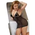 Cottelli Plus Size - transparent spetsnattlinne - svart - 4XL