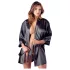 Cottelli - kort morgonrock dam - satin spets svart - L/XL