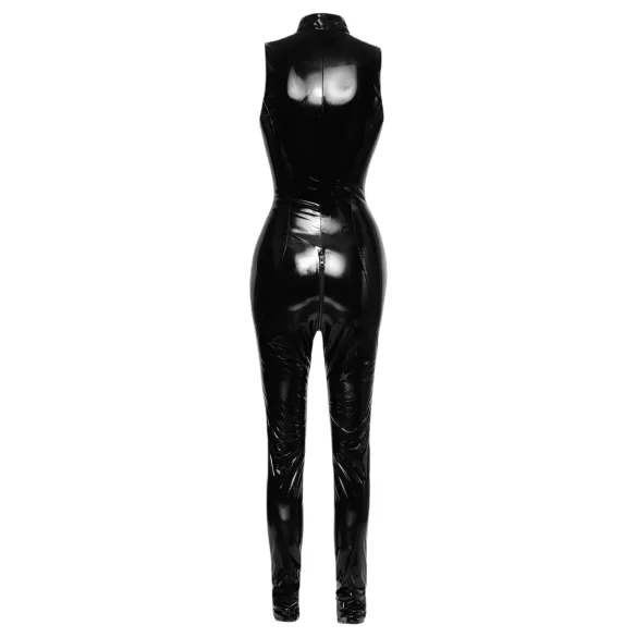Black Level - catsuit med dragkedja - glänsande svart