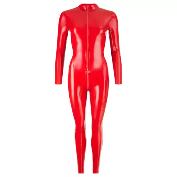 LATEX - damoverall med långa ärmar - röd latex