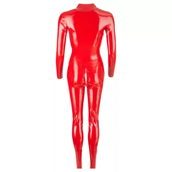 LATEX - damoverall med långa ärmar - röd latex - M