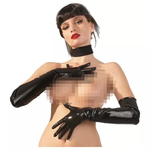 Latex - långa unisexhandskar - svart