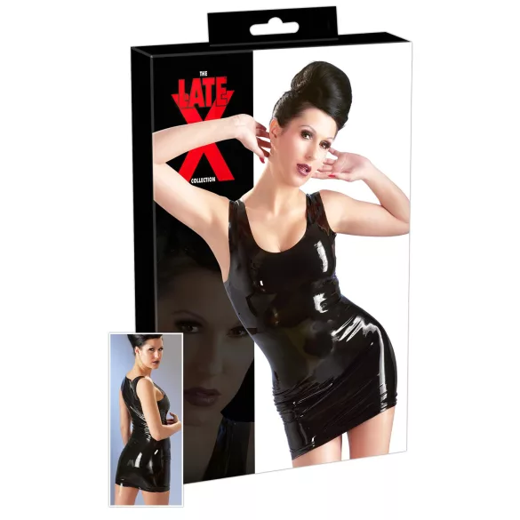Latex - miniklänning utan ärm - svart - M