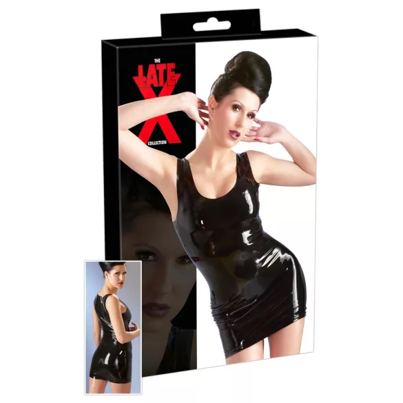 Latex ärmlös miniklänning (svart) - 2XL