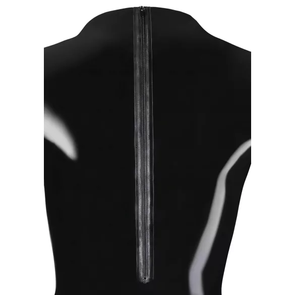 LATEX - damkroppsdräkt - långärmad - svart latex - L