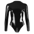 LATEX - damkroppsdräkt - långärmad - svart latex - L