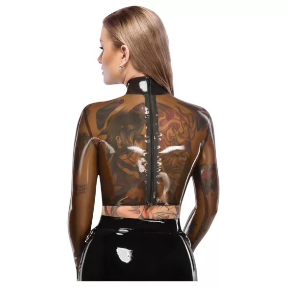 Latex - genomskinlig topp - svart latex - M