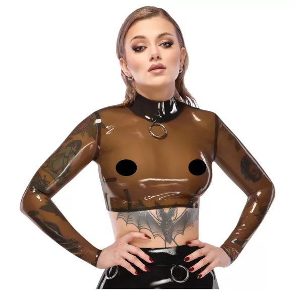 Latex - genomskinlig topp - svart latex - M