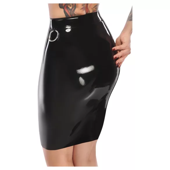 LATEX - latex midikjol (svart)