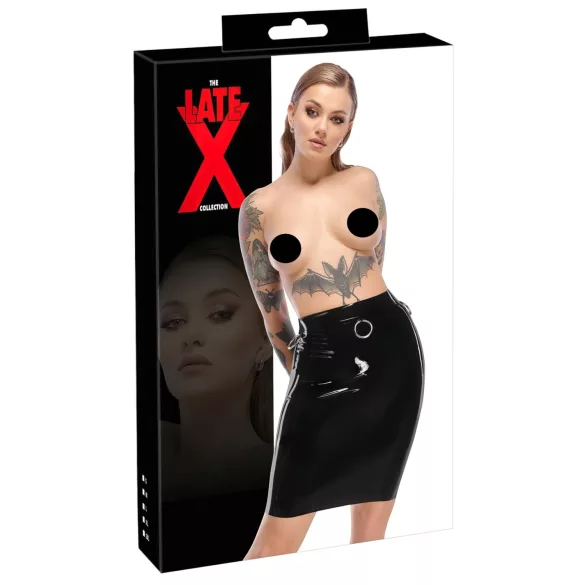 LATEX - latex midikjol (svart) - 2XL