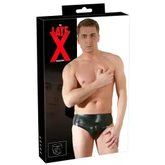   Latex herrkalsong med inbyggd penis och analdildo (svart) - M