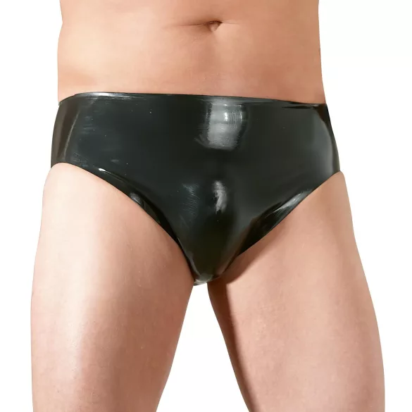 LATEX - kalsonger för män - inbyggd analdildo och penis - svart - XL