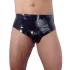 LATEX - herrtrosa med inbyggd konformad analdildo - svart latex