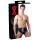 LATEX - herrtrosa med inbyggd konformad analdildo - svart latex - XL