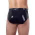 LATEX - herrtrosa med inbyggd konformad analdildo - svart latex - XL